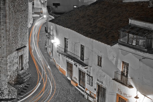 Light trails in Taxco street