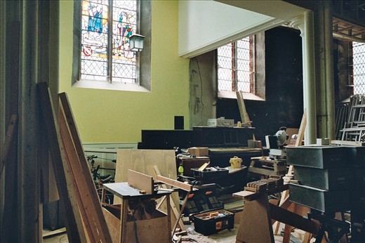 As an architect, Adrian has in part been responsible for the conversion from church to home. I get the feeling that nothing much has really progressed since his wife died, although I can't say for sure as it's a topic of conversation understandably best avoided. 