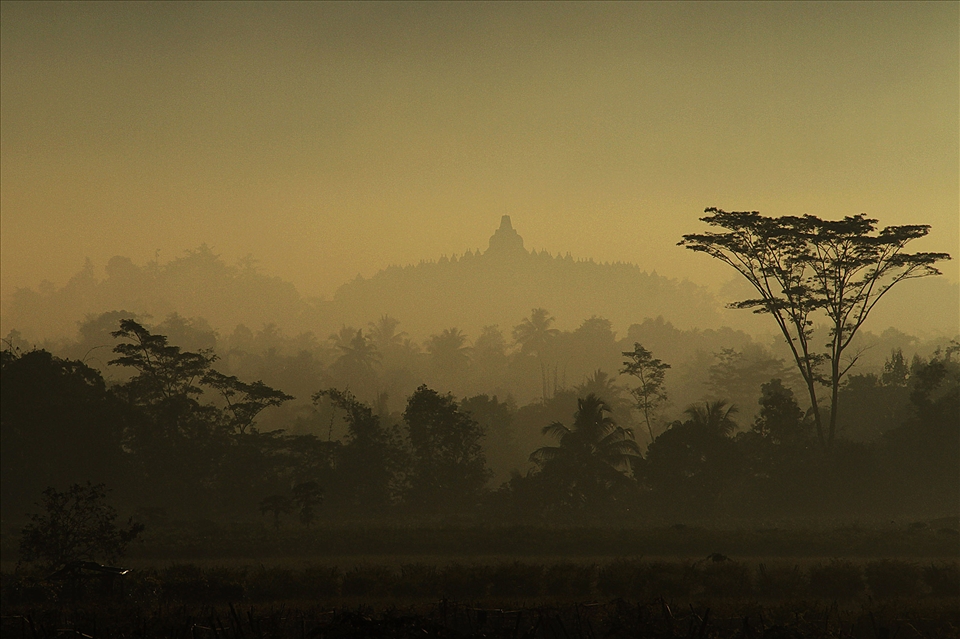 The Borobudur temple. Known as one of the symbols of history budha