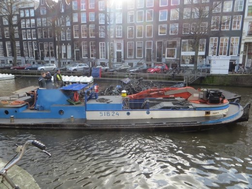 Bikes getting pulled out of the canal