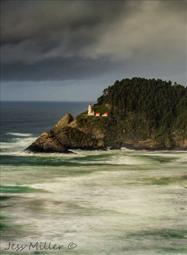 This is a long exposure. I love the dramatic feel to this photo. 

Heceta Head Lighthouse State Scenic Area Lane County, OR