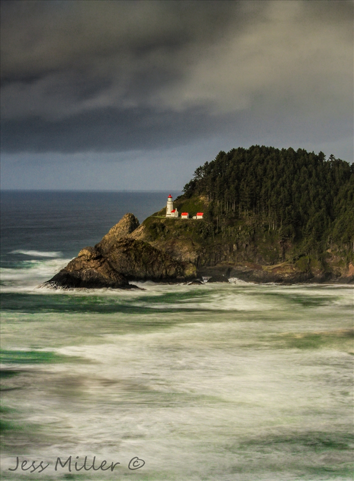 This is a long exposure. I love the dramatic feel to this photo. 

Heceta Head Lighthouse State Scenic Area Lane County, OR