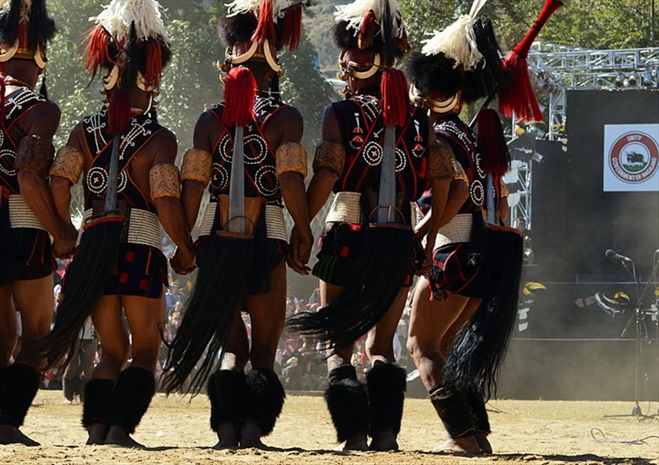 The Zemis thumping to thunderous beats in their traditional war dance