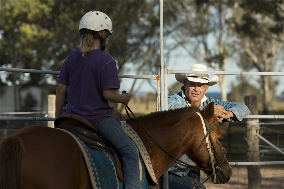As a single father and a strong family man; Tom’s three children mean the world to him. All three children help their dad with the running of the business. Tom’s youngest daughter Abby (pictured), is a keen barrel racer and strong rider. As the working day draws to an end, Tom takes time out to coach Abby and improve her technique. 