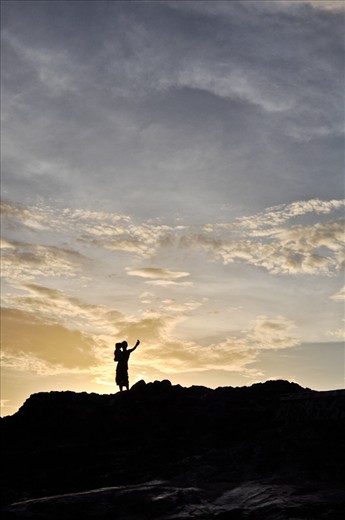 A Father and his Daughter  Taking self Portrait Pictures of themselves at Sira-an Hot Spring Anini-y, Antique