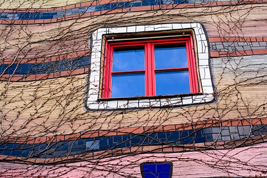 This are some of the windows of Waldspirale building from Darmstadt, Germany
