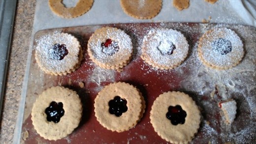 Linzer Cookies, being filled