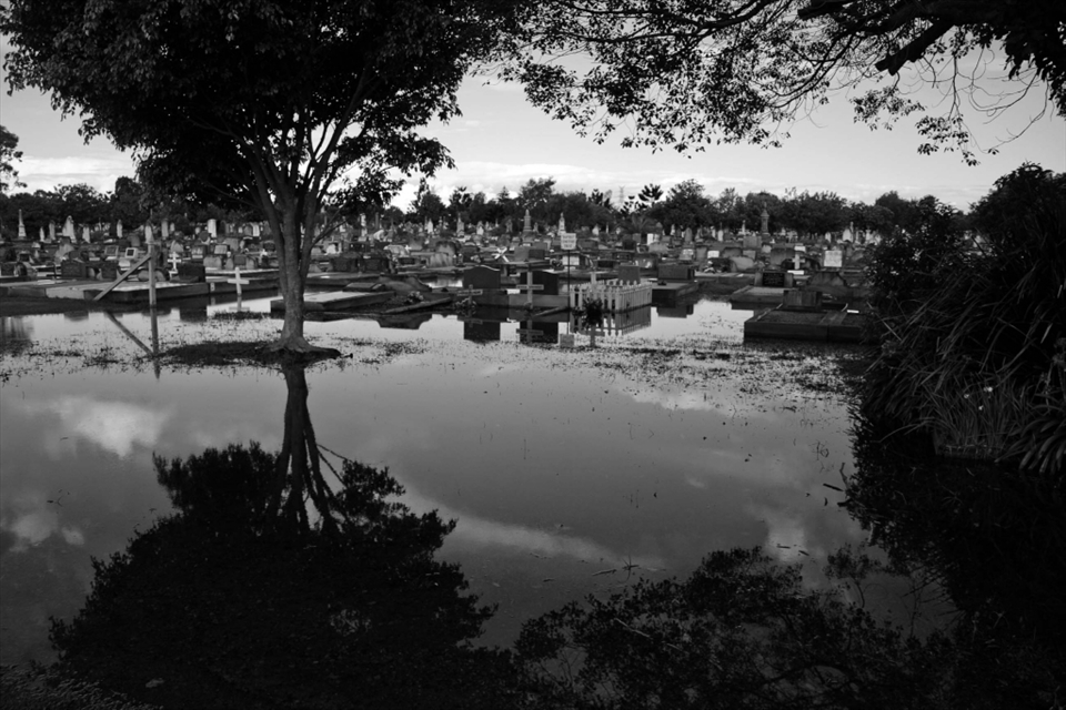  Headstones lost at the cemetery under water after a few days of rain. Lost but never forgotten. 