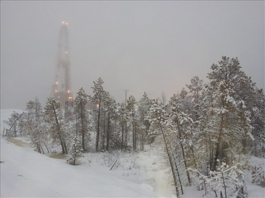 Siberian oil rig in October