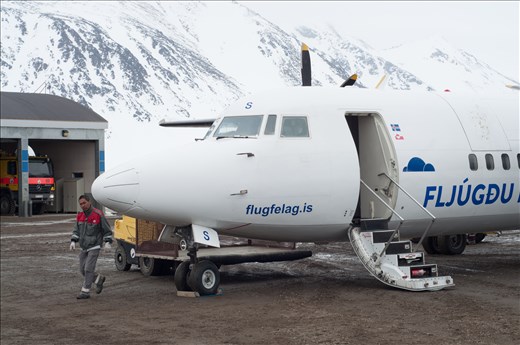 The plane from Reykjavík at Kulusuk airport.