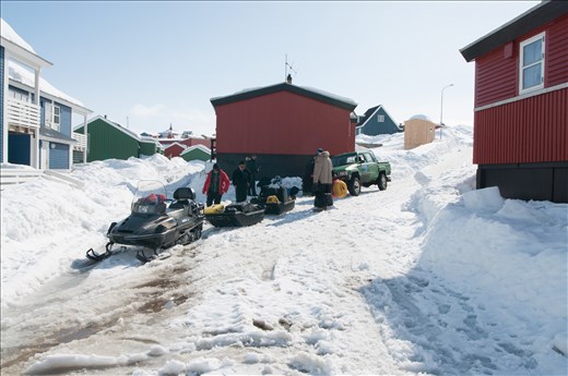 Packing gear to head to Sermilik Fjord.