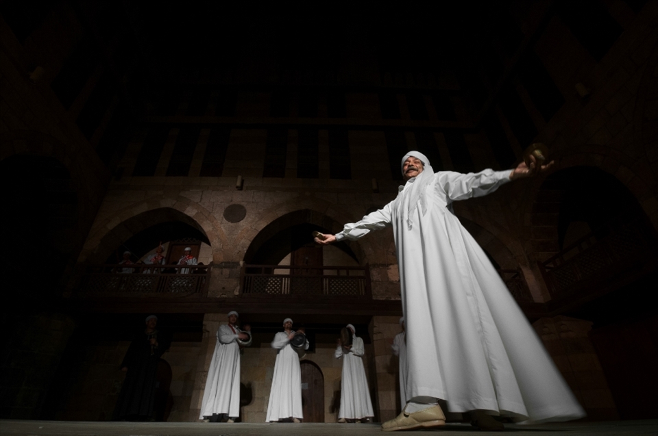 A Tanora dancer performs a SUFI dance during the Cairo festival  for religious SUFI music.this festival is held once a year inside the Obet El Ghoury ancient theater which was built 1300 years ago. 