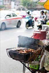 Great variety and amount of street food in Bangkok forces street vendors to locate even on the busy carriageways such as Wongwian Yai Circle in Bangkok, Thailand. : by igory, Views[1179]