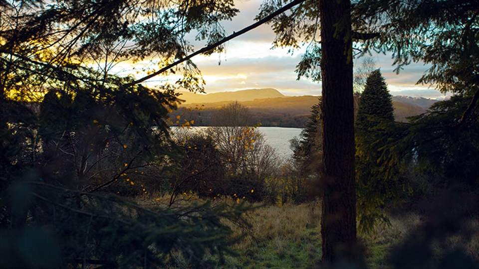 Dreamlike sunset view at the lake district ( Lake windermere)