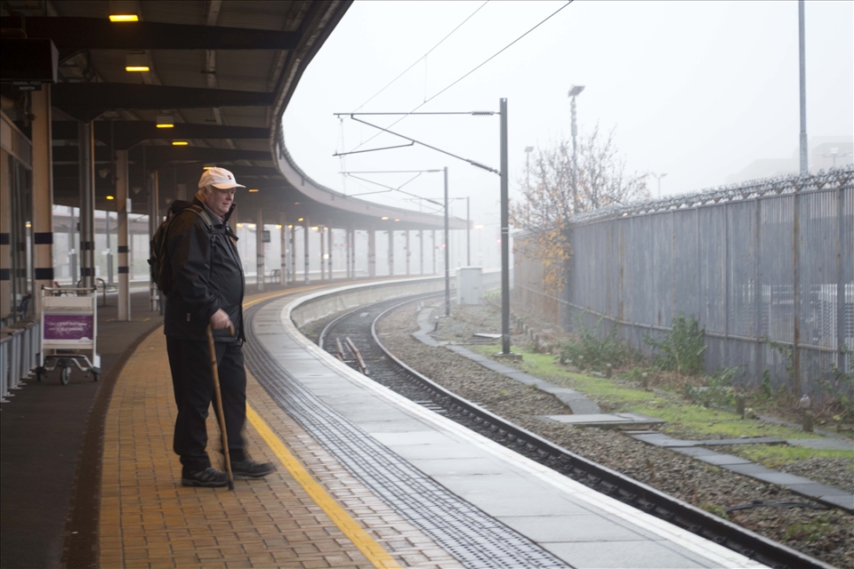 Waiting for the morning train.