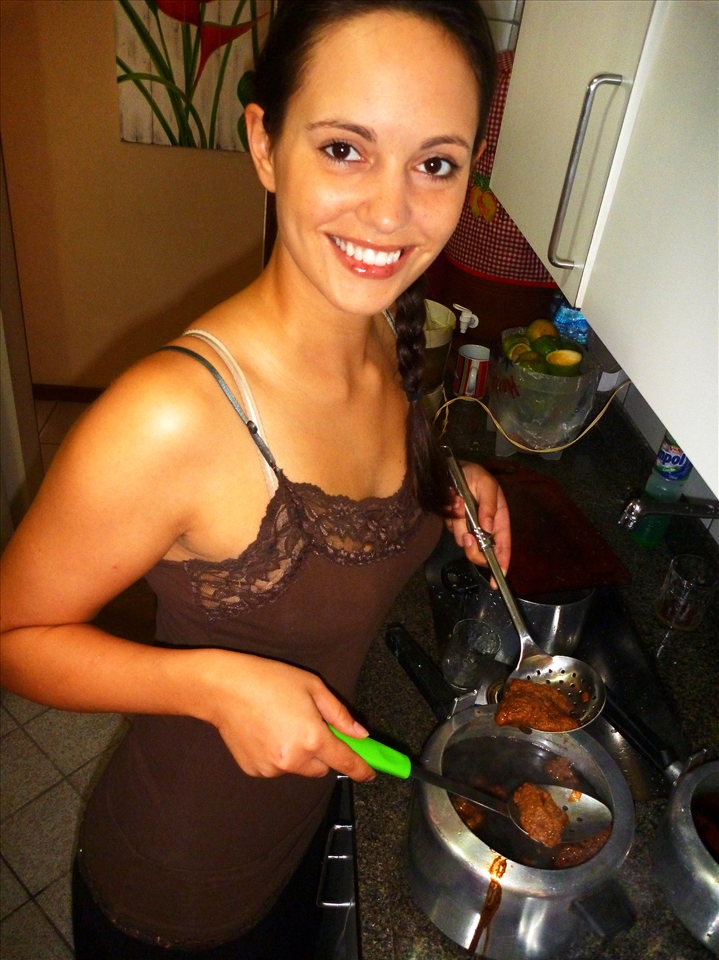 After taking a shower I take the seitan out of the broth