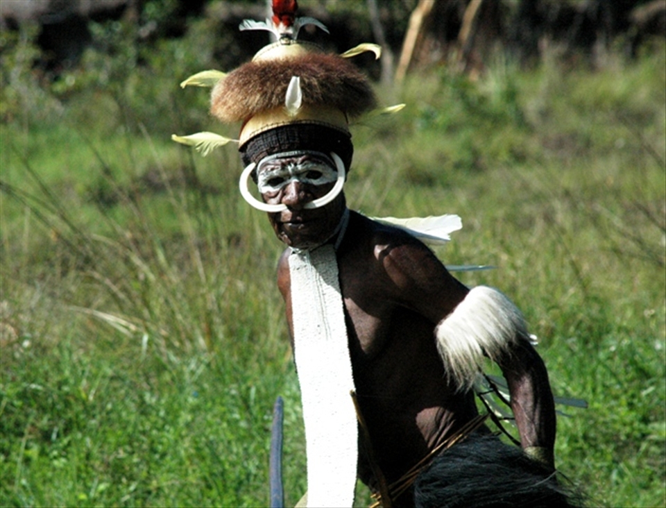 Formerly, he is warlords in Obia village. Now, he led Tari Perang (War Dance) 