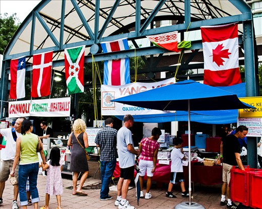 There are different foods from all over the world at the World Festival