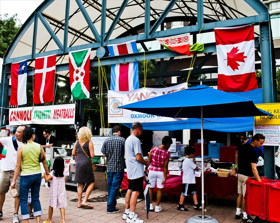 There are different foods from all over the world at the World Festival