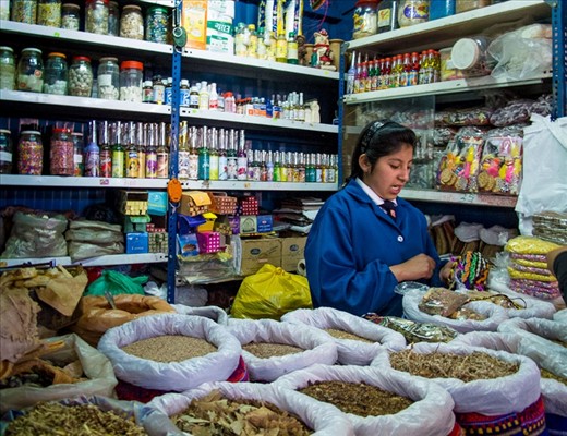 Young saleswoman in Cuzco' s local market