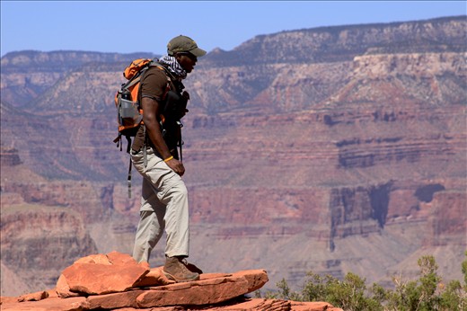 A portrait of a friend taking in the Grand Canyon scenery