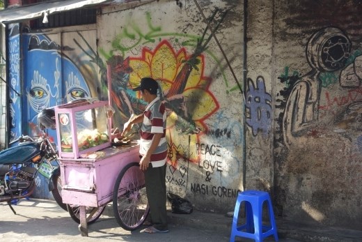 Een van de vele muurschilderingen in de stad