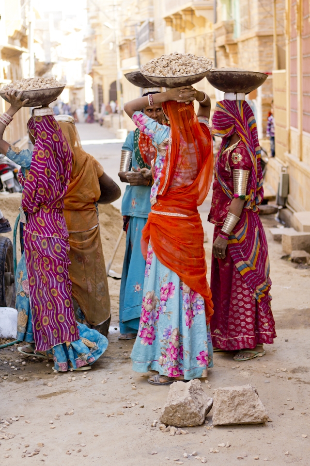Women make up about half of the construction labor force in India. Men do the heavy machinery and building work, while women carry the construction materials (sand, bricks and stones). While these women may look slim and weak, due to years of hard work, they have incredible physical strength.