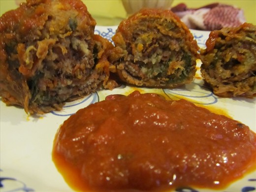 The finished braciole and marinara.