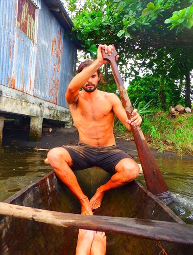 crossing a river in Reserva Índio Maíz