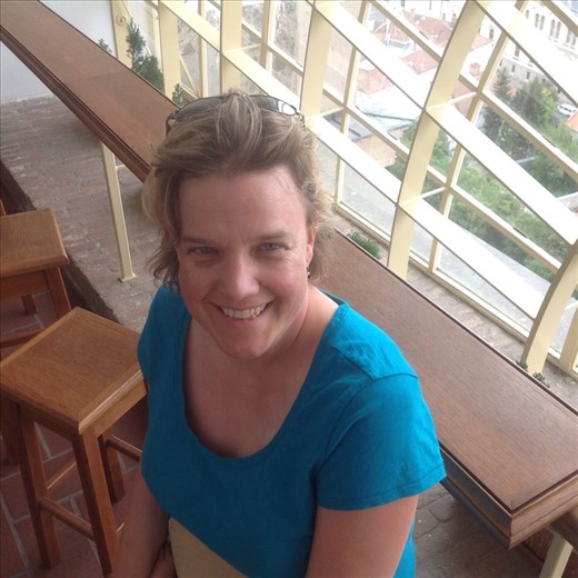 Anna in the window in Esteragom. . 