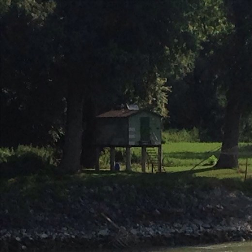 Fishing shack on stilts. 