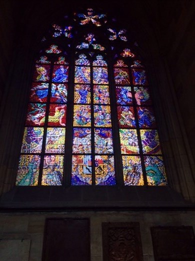 Stain glass window. St. Vitus Cathedral, Prague Castle