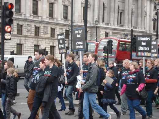 Saving school libraries that's what? They took the protest to parliment.