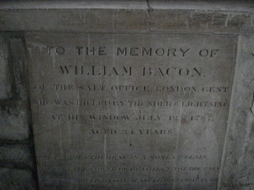 William Bacon's grave who died by thunder & lightning - odd way to go!