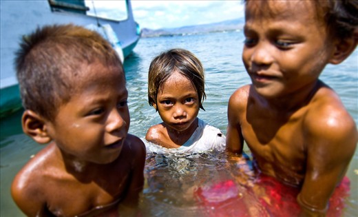 Children From bajo island mostly spending their time in the beach