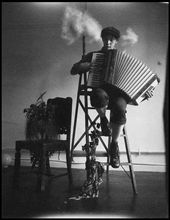 The forth is of a photograph of a busker, who played in one of the main coffee strips. His name is William, and he’s an accordionist. I approached him after he stopped playing, gave him five bucks, and asked if he'd come to my place at the Nicholas, so I could take his picture. We made a little set, and I took the photograph. You'd most likely still find him on Centre way playing his red accordion. Polaroid 350 - Type 100 B&W: by jacksoncasagrande, Views[330]