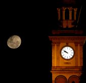 The Customs house clock in Newcastle, as the moon rises behind it: by jacktuxford, Views[310]