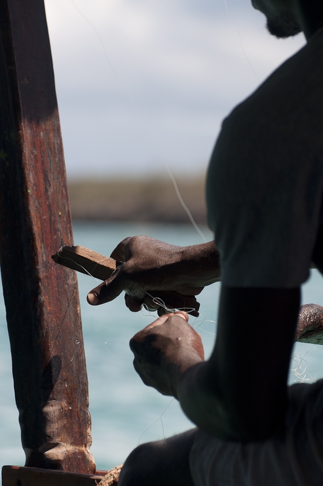 Catching dinner on the way home: Fishing has for a long time been one of the main activities of the people of Zanzibar, but it has seriously damaged the reefsand depleted the stock. Today there is a strong friction between those earning their money from fishing, and thoes earning it from tourism. Even those on the tourism side need to eat it seems.