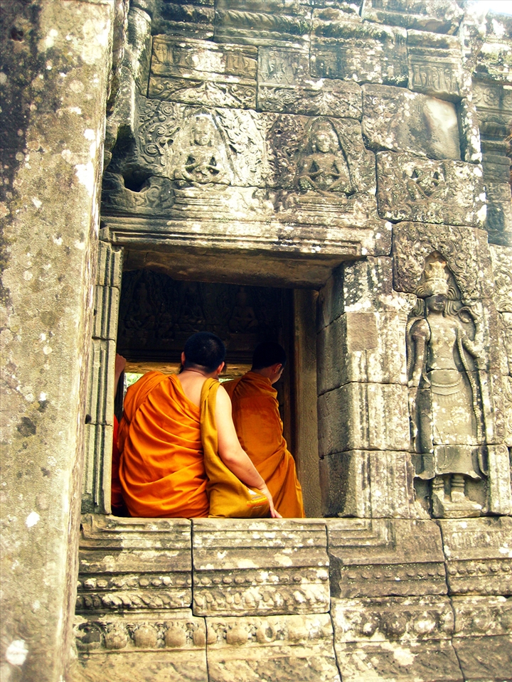 Monks resting in Angkor Wat
