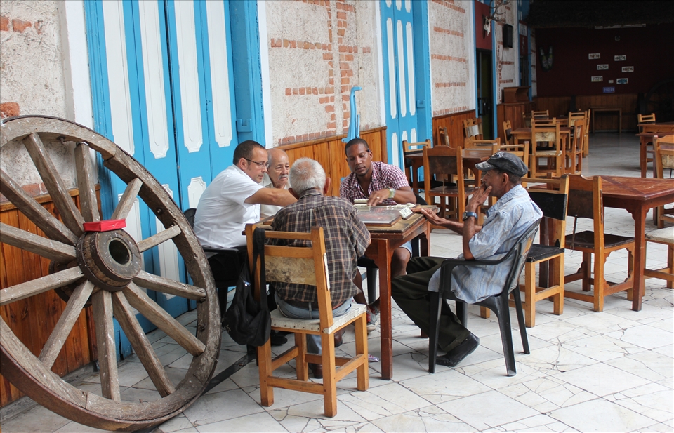 Dominos – This famous Cuban pastime is been enjoyed by these Habaneros in the former house of Fidel Castro’s sister.  Sense of community is very important to the way of life of Cubans. All over Cuba people are enjoying each other’s company, whether it’s over a game of dominos or on one’s front veranda swinging back and forth on a rocking chair with cigar in mouth. Interaction via social media is not necessary here! 