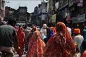In the busy streets of India women cover their heads in colourful dupattas.: by jailakhani, Views[518]