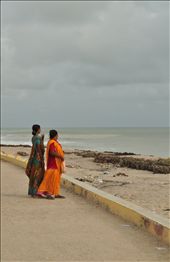 Two Indian women take in the beauty of the ocean while walking along the beach.: by jailakhani, Views[557]