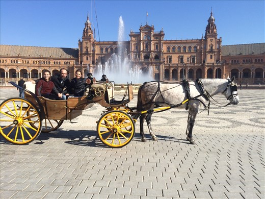 A carriage ride to the Plaza de Espana (Maya is in love with the horses)