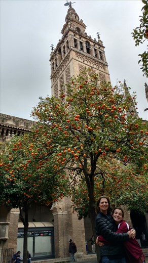 Maya, Beth, oranges, and the Giralda...