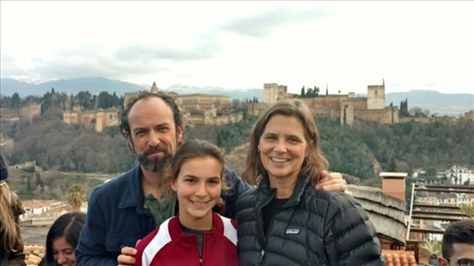 Couldn't risk selfie failure here...someone else took a photo of us with the Alhambra in the background