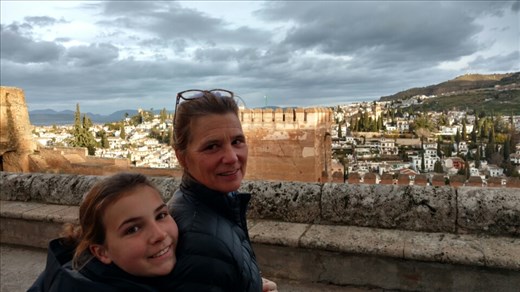 Beth and Maya in the Mirador overlooking the Alhambra