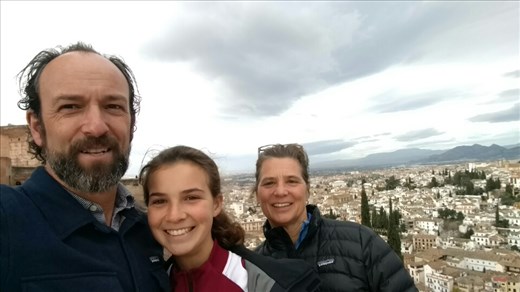 Working on our selfie skills at the top torre in the Alcazaba in the Alhambra