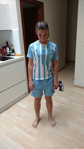 Maya in her new soccer kit...C.D. Hispalis!