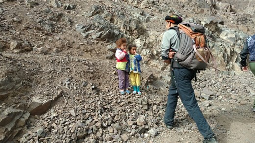 Some of the many kids who came out to say bonjour to us