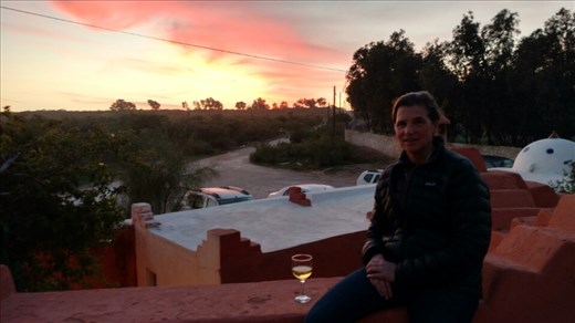 The sunset from the roof of our hippie riad in Essaouria